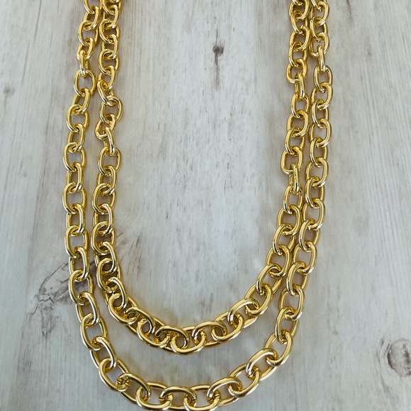 Metal Chain Chunky Gold or Silver - Double Layer Link Chain - Picture 2 of 5